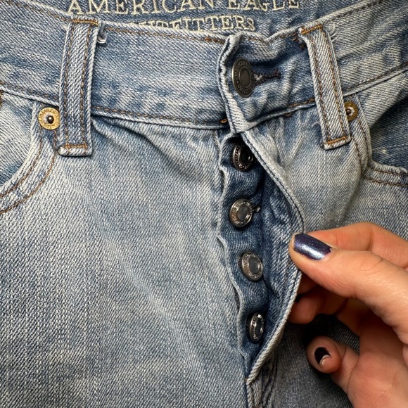 American Eagle Outfitters Vintage Mid Rise Colorblock Frayed Hem Jeans size 4 - Picture 3 of 13